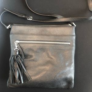 Halogen Black Leather Crossbody